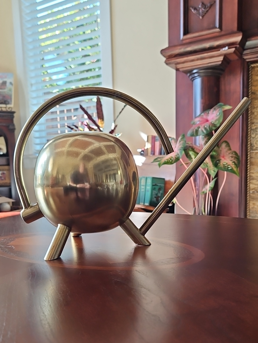 Vintage Mid-Century Modern Brass 3-Leg Globe Watering Can